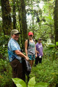 Hikers in the cloud forest, Pohnpei, Federated States of Micronesia (FSM)