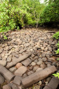Giant slingstones at Idehd, Nan Madol, Pohnpei, Federated States of Micronesia (FSM)
