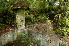 A strange tower in the middle of the Japanese command center ruins on Sokehs Ridge may have been used for target-bearing azimuth, Sokehs Mountain (Pohndollap), Sokehs Island, Pohnpei, Federated States of Micronesia (FSM).